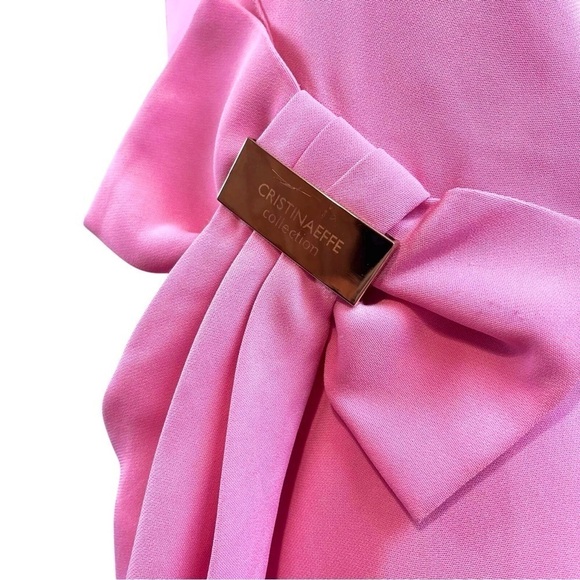 Cristinaeffe Collection Italy Strapless Bow Stretch Dress Pink Size IT 46 US 10 - Picture 6 of 10